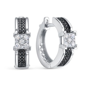 Серьги классические из белого золота с бриллиантом