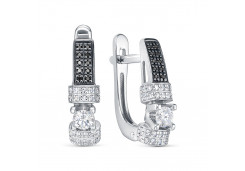 Серьги классические из белого золота с бриллиантом