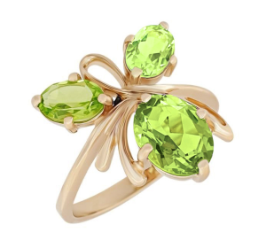 Кольцо из желтого золота с хризолитом