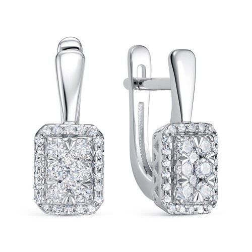 Серьги классические из белого золота с бриллиантом