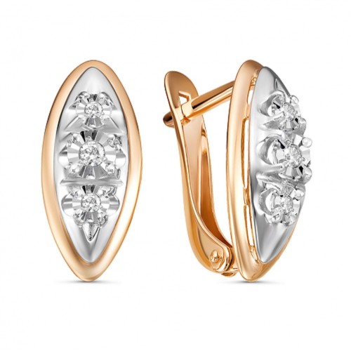 Золотые cерьги с бриллиантом