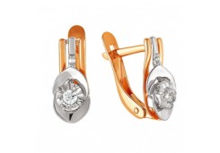 Золотые cерьги классические с бриллиантом