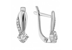 Серьги классические из белого золота с бриллиантом