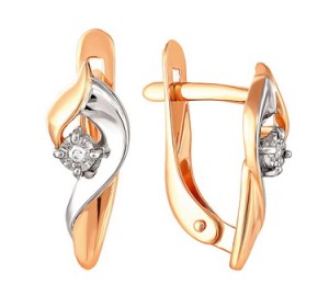 Золотые cерьги классические с бриллиантом