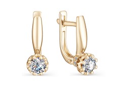 Золотые cерьги с бриллиантом