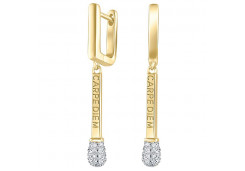 Серебряные cерьги висячие с позолотой с фианитом