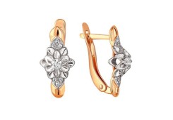 Золотые cерьги классические с бриллиантом