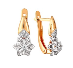 Золотые cерьги классические с бриллиантом