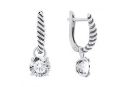 Серебряные cерьги висячие с фианитом