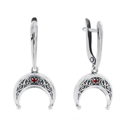 Серебряные cерьги висячие с ситаллом