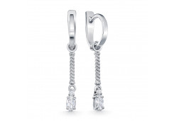 Серебряные cерьги висячие с фианитом