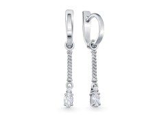 Серебряные cерьги висячие с фианитом