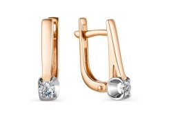 Золотые cерьги с бриллиантом