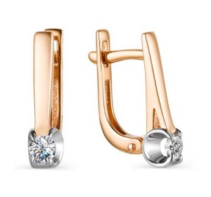 Золотые cерьги с бриллиантом