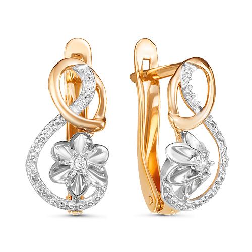 Золотые cерьги классические с бриллиантом