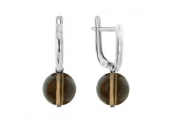 Серебряные cерьги висячие с раух-топазом