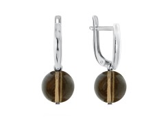 Серебряные cерьги висячие с раух-топазом