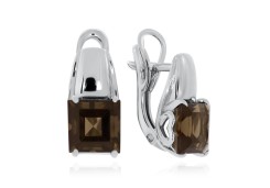 Серебряные cерьги с раух-топазом