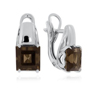 Серебряные cерьги с раух-топазом