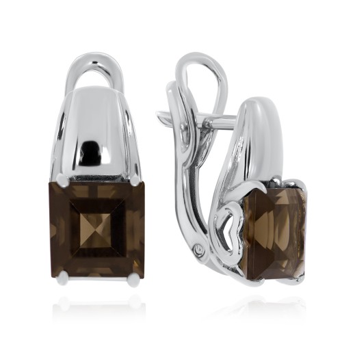 Серебряные cерьги с раух-топазом