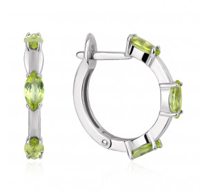 Серебряные cерьги с хризолитом