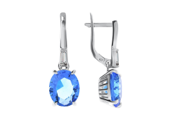 Серебряные cерьги висячие с кварцем