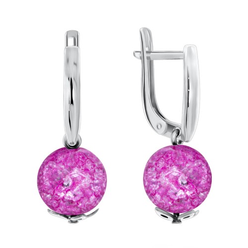 Серебряные cерьги висячие с кварцем