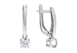 Серебряные cерьги висячие с фианитом