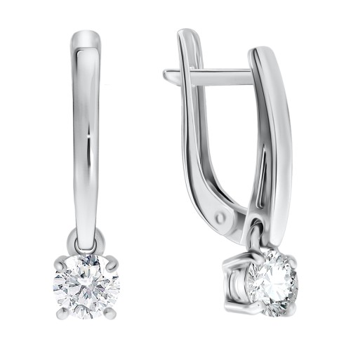 Серебряные cерьги висячие с фианитом