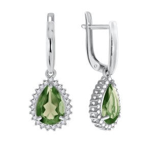 Серебряные cерьги висячие с фианитом