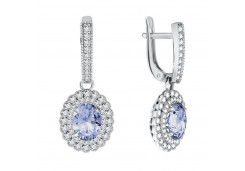 Серебряные cерьги висячие с фианитом