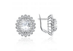 Серебряные cерьги классические с фианитом