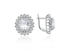 Серебряные cерьги классические с фианитом