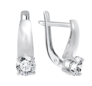Серебряные cерьги с фианитом
