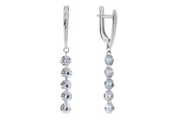 Серебряные cерьги висячие с фианитом