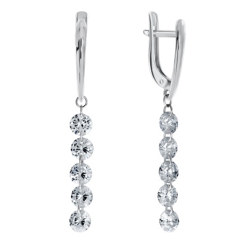 Серебряные cерьги висячие с фианитом