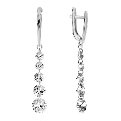 Серебряные cерьги висячие с фианитом