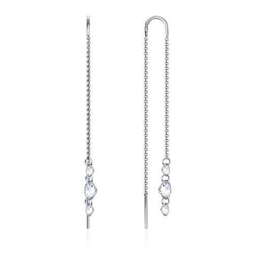 Серебряные cерьги классические с фианитом