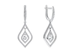 Серебряные cерьги висячие с фианитом