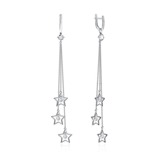 Серебряные cерьги висячие с фианитом