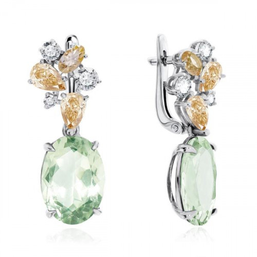 Серебряные cерьги висячие с фианитом