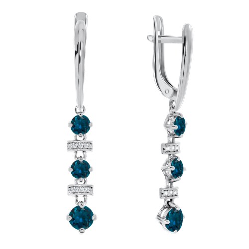 Серебряные cерьги висячие с фианитом