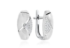 Серебряные cерьги классические с фианитом