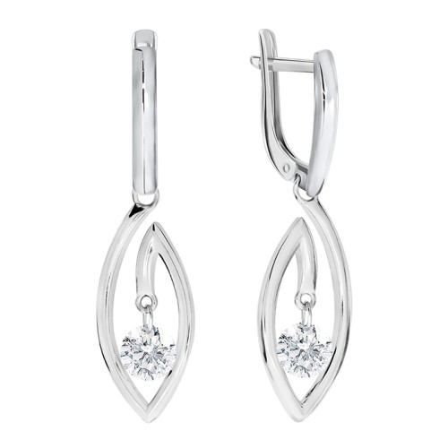 Серебряные cерьги классические с фианитом