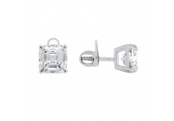 Серебряные cерьги пусеты (гвоздики) с фианитом