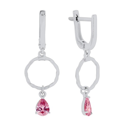 Серебряные cерьги висячие с фианитом