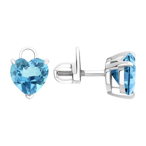 Серебряные cерьги пусеты (гвоздики) с фианитом