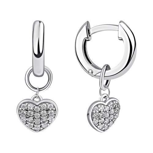 Серебряные cерьги висячие с фианитом