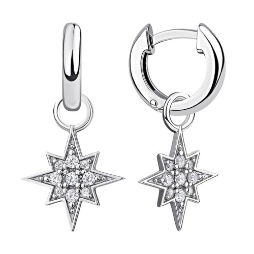 Серебряные cерьги висячие с фианитом