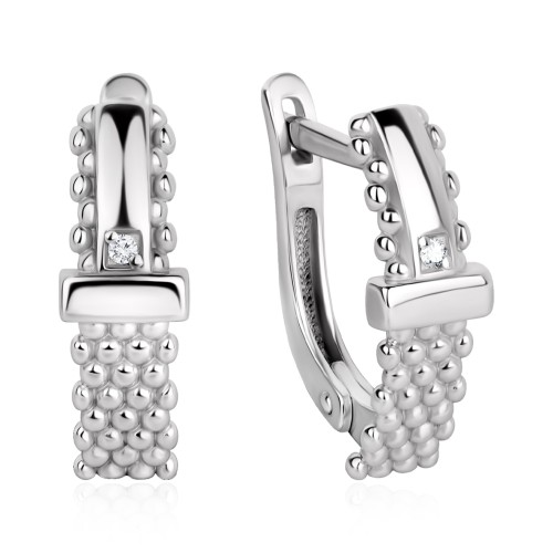 Серебряные cерьги классические с фианитом